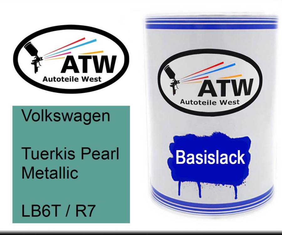 Volkswagen, Tuerkis Pearl Metallic, LB6T / R7: 500ml Lackdose, von ATW Autoteile West.